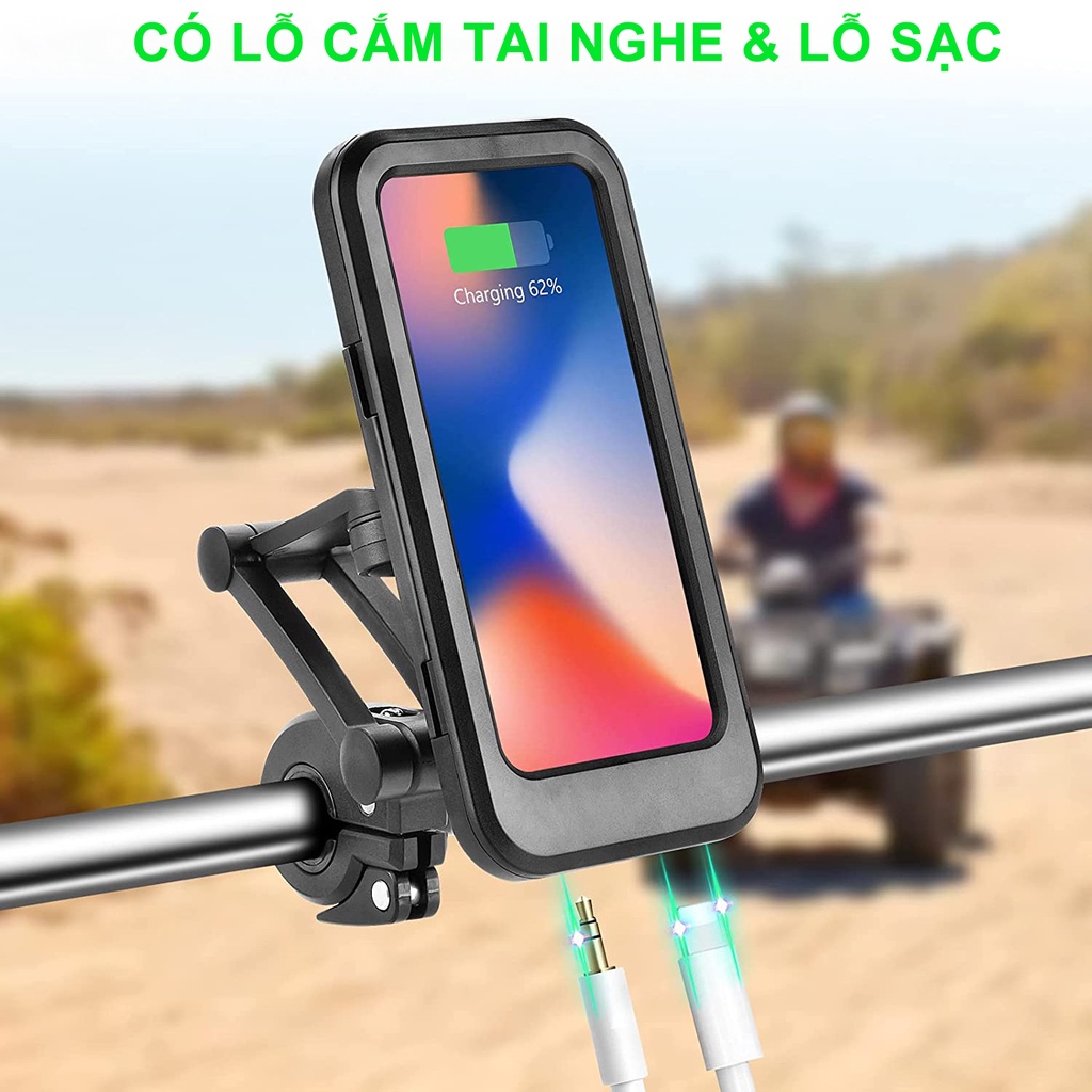 Giá đỡ điện thoại chống thấm nước xe Máy CÓ Cảm ỨNG xe Đạp có thể điều chỉnh xoay 360 ,
