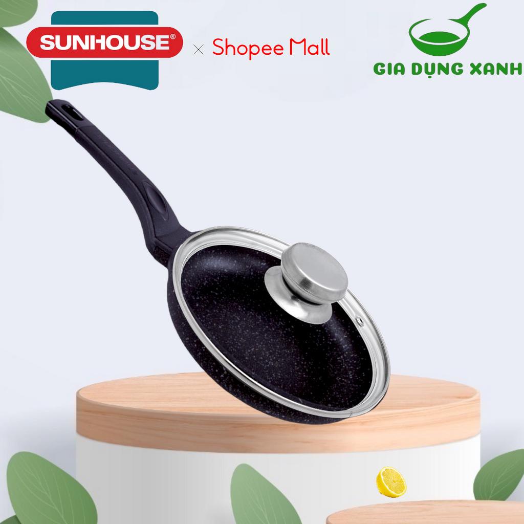 Chảo siêu bền đá Sunhouse SBD20-SBD30 20-30CM  kèm nắp - không dùng trên bếp từ