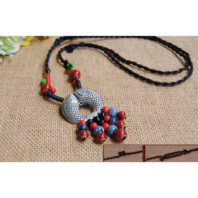 Dây Chuyền Vintage Hạt Gốm Giá Rẻ, Vòng Cổ Hạt Gốm HCM