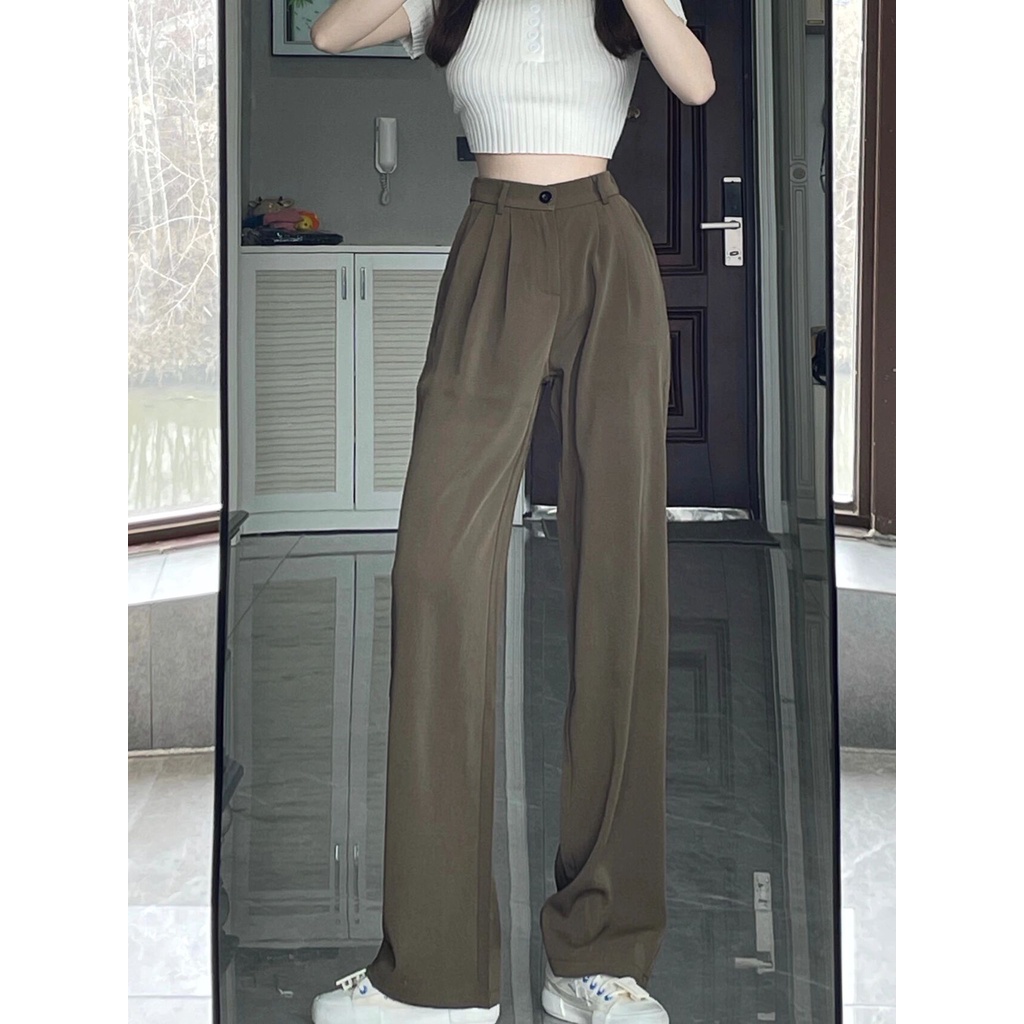 Quần Dài Nữ Ống Rộng Lưng Cao Thời Trang Hàn Quốc