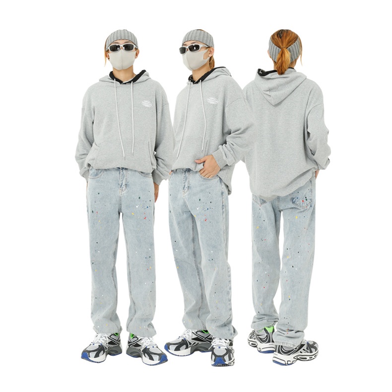 Quần jean ống rộng vẩy sơn japan J207