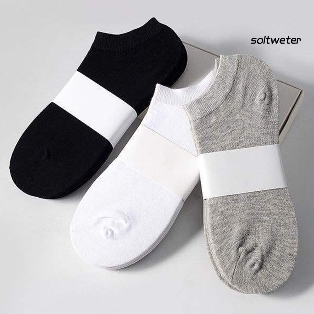 Set 5 Đôi Vớ Cotton Màu Trơn Thoáng Khí Thời Trang Cho Nam