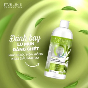 Nước Hoa Hồng EVELINE Chiết Xuất Trà Matcha 400ml Toning Water With Magma Mineral Matcha Tea Water