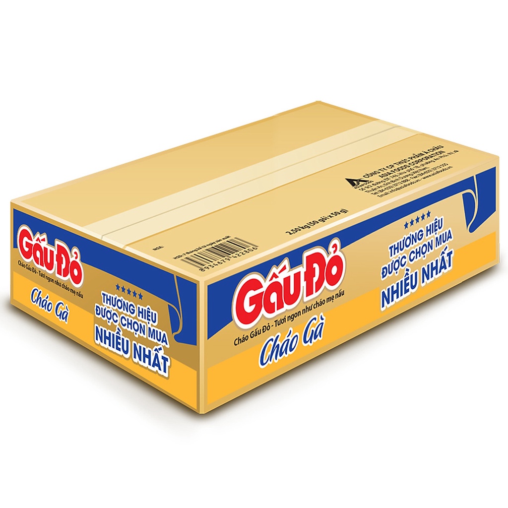 HOT LIKE Thùng Cháo Gấu Đỏ 50 gói x 50g Vị Gà/Thịt Bằm