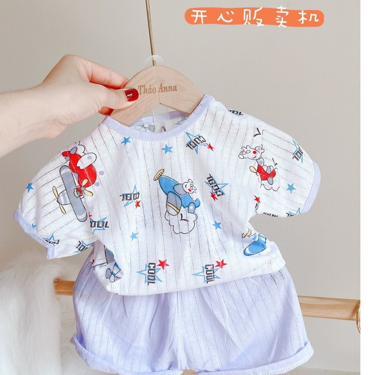 [Mẫu mới] Bộ cộc tay cotton giấy cài cúc vai với nhiều họa tiết đáng yêu cho bé sơ sinh từ 3-13kg - 𝐁𝐎𝟕𝟓