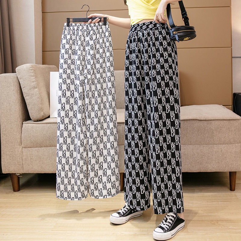 Quần ống rộng Lưng Cao Hoạ Tiết In Thời Trang Mùa Hè Cho Phái Nữ