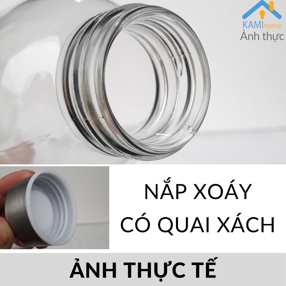 Lọ hũ thủy tinh đựng bảo quản đồ khô và bình uống nước có nắp 450ml mã 22029