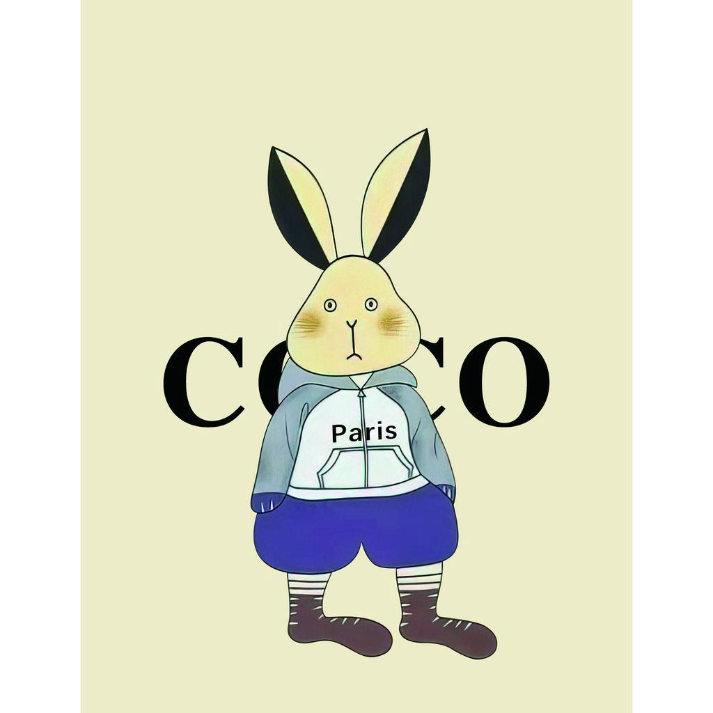 ihkke Áo Thun 100% cotton Tay Ngắn In Hình Thỏ Nhiều Màu Sắc Unisex