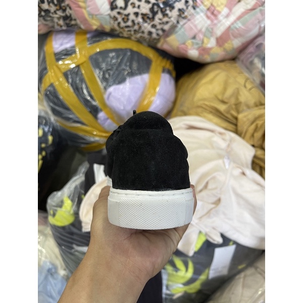 Giày sneakers Nam đen da lộn VNXK