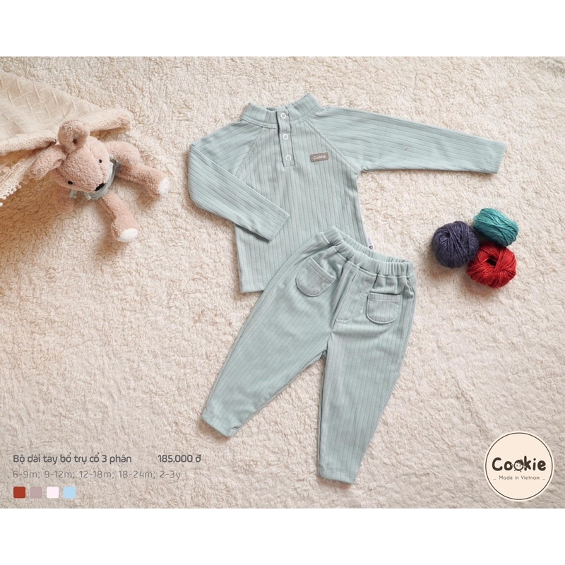 Bộ dài tay vạt chéo, cổ trụ, cổ 3phân quần baggy bo gấu rất xinh ấm cho bé trai, bé gái