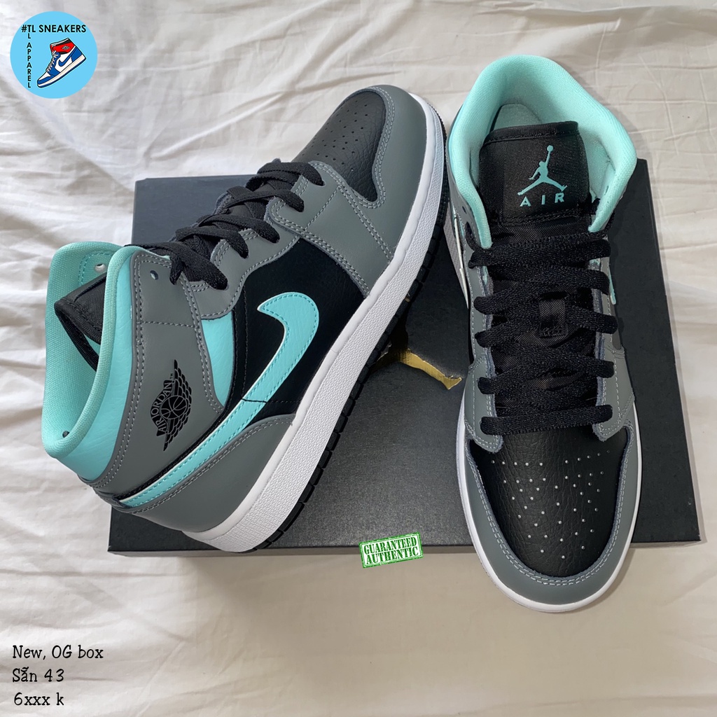 Giày Nike Air Jordan 1 Mid Grey Aqua (chính hãng)