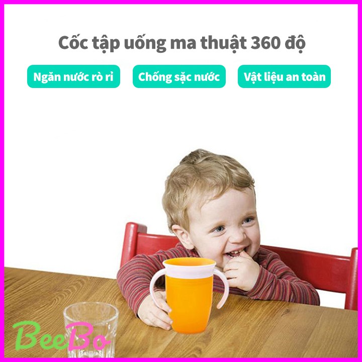 Cốc tập uống nước cho bé chống tràn Magic Cup 360º có tay cầm tiện lợi chất liệu PP & TPE mềm cao cấp an toàn cho bé