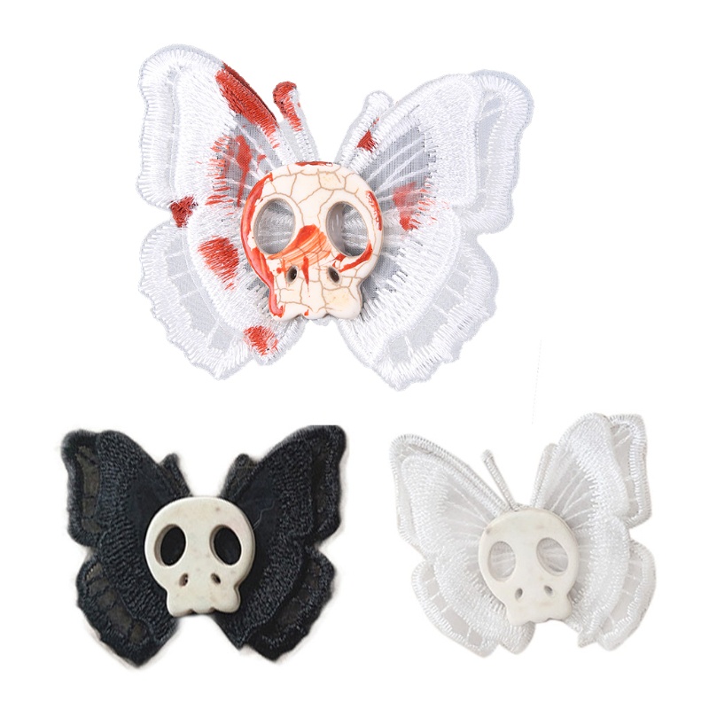 Kẹp tóc hình đầu lâu/bướm phong cách gothic độc đáo
