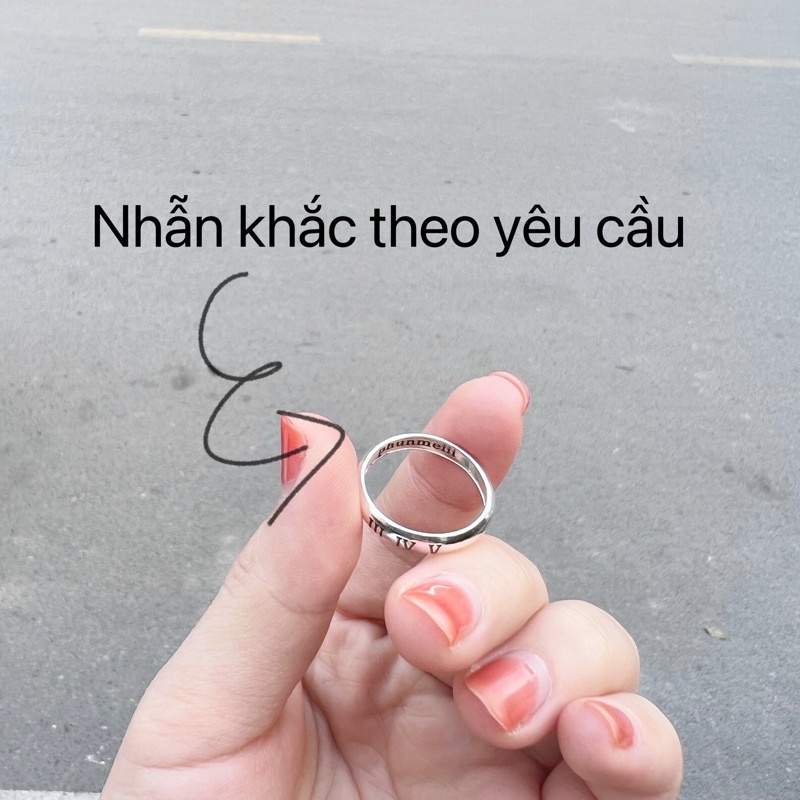 Nhẫn đôi tròn trơn bạc ta DaLiA Jewelry bản to khắc chữ theo yêu cầu cho nhẫn nam và nhẫn nữ