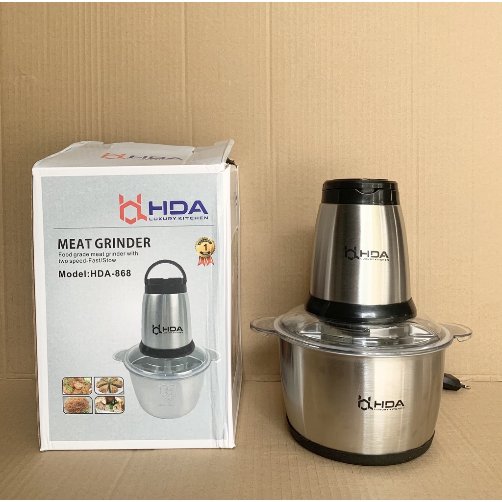 MÁY XAY ĐA NĂNG CỐI INOX 2 LÍT FOOD PROCESSOR HDA [BẢO HÀNH 6 THÁNG]