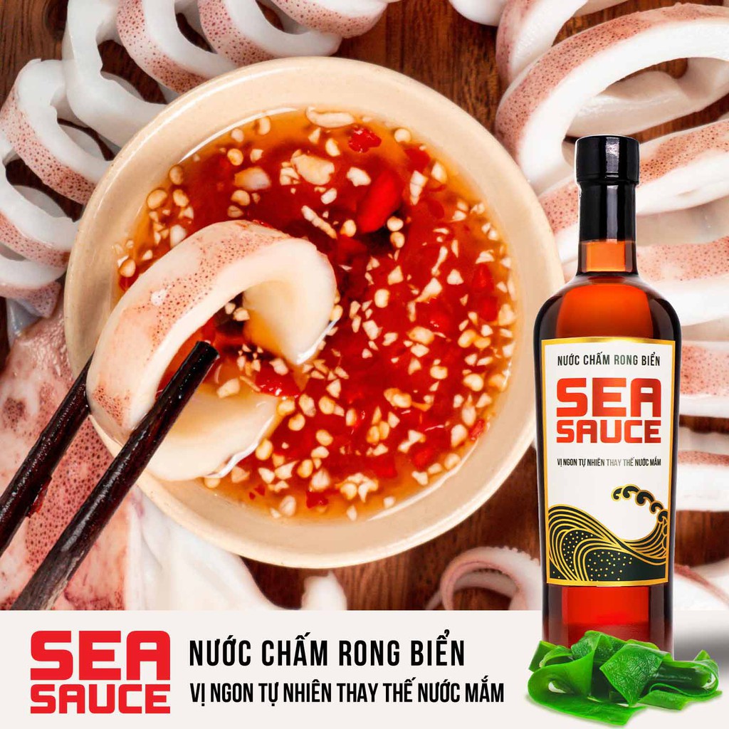 Nước chấm Rong Biển Sea Sauce chai thủy tinh 500ml vị ngon tự nhiên thay thế nước mắm rong biển đậu nành thơm dứa