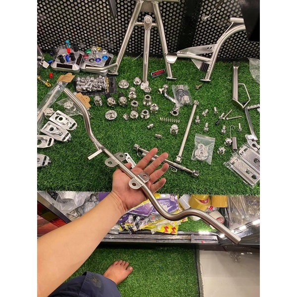 Compo chống đứng/ chống nghiêng/ đạp thắng/ gác máy inox 304 cho Xe Wave/Dream/Future