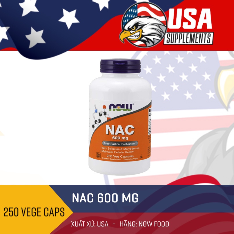 NOW NAC 600MG - VIÊN UỐNG GIẢI ĐỘC GAN, HẠ MEN GAN, BẢO VỆ PHỔI, HỆ HÔ HẤP