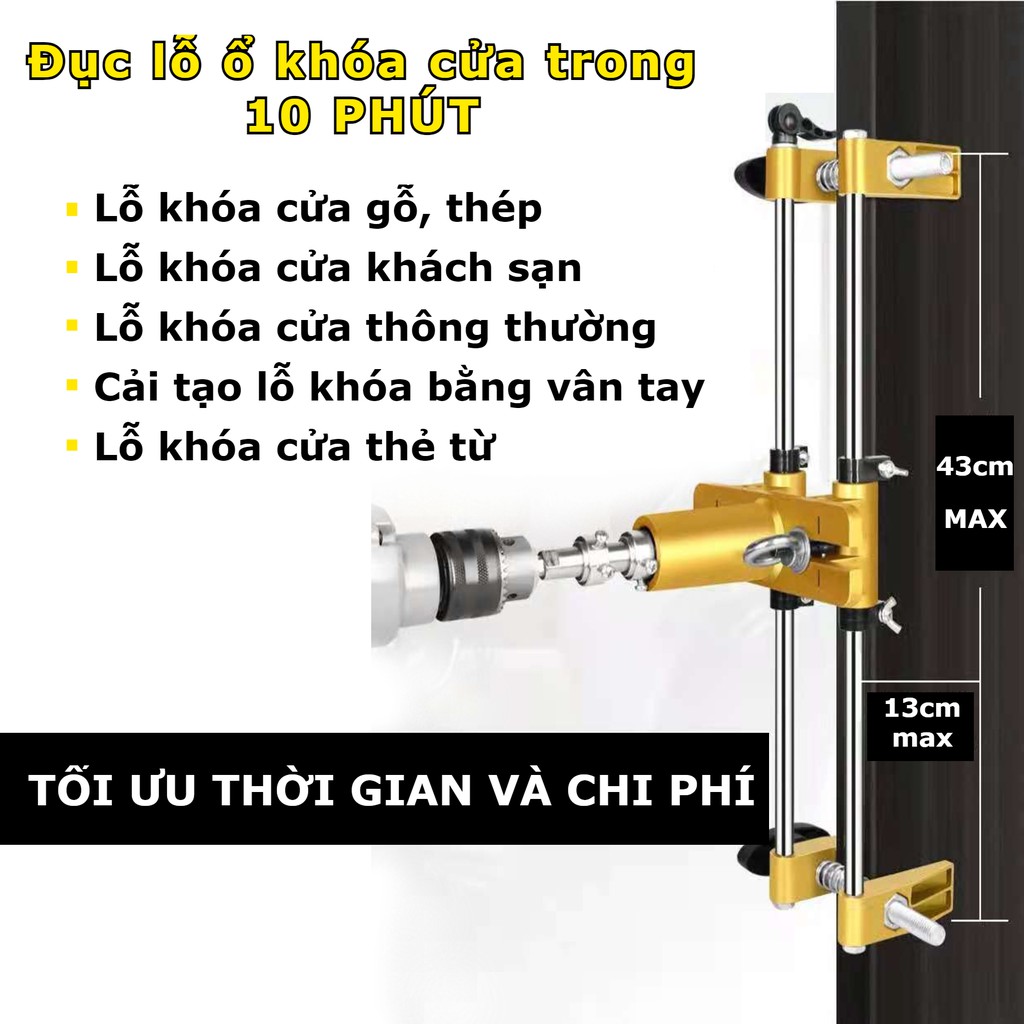 Bộ cữ khoan khóa cửa, bộ cữ đục ổ khoá cửa loại cao cấp tặng kèm 3 mũi khoan