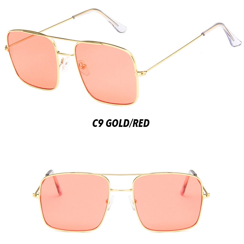 Kính mát tròng vuông gọng kim loại màu kẹo ngọt phong cách Hàn Quốc thời trang cho cả nam và nữ