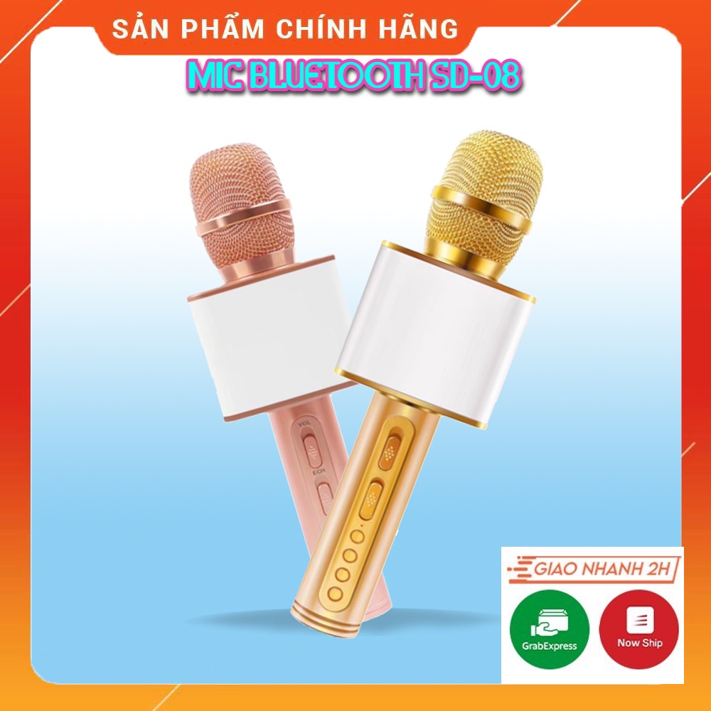 Micro Karaoke SD08 Cao Cấp. Thiết Kế Đẹp Mắt, Nhỏ Gọn, Dễ Sử Dụng, Âm Thanh Hay, Lọc Âm Tốt. Bảo Hành 12 Tháng