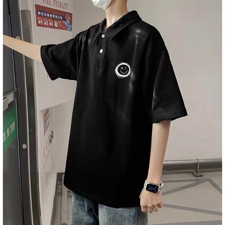 Áo polo mặt cười vẽ nhiều vòng logo TTA785