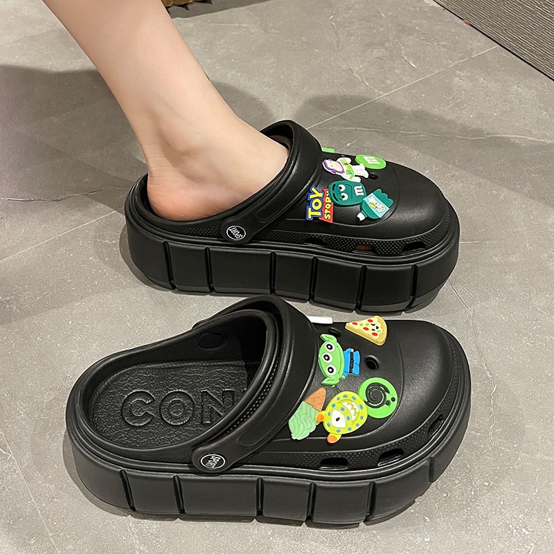 Dép ulzzang độn đế Cross nữ đế 6cm siêu nhẹ kèm Sticker dễ thương - dép bánh mì nữ hot trend 2022