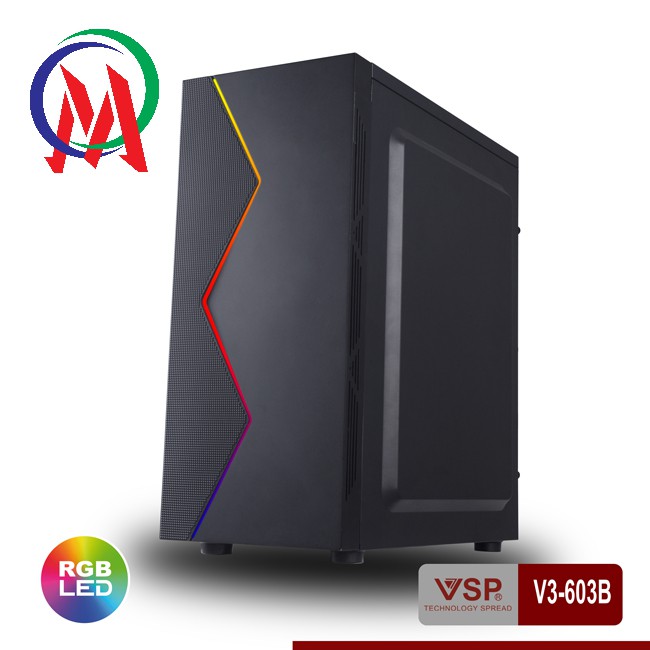 Vỏ Case VSP V3-603B Có Sẵn LED RGB Và nắp hông Trong Suốt