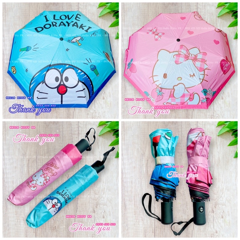 Ô dù gấp gọn che mưa che nắng Hello Kitty - Doremon Doraemon