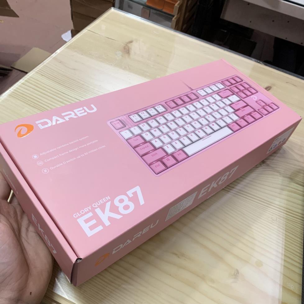 Bàn phím cơ Gaming DAREU EK87 PINK-WHITE