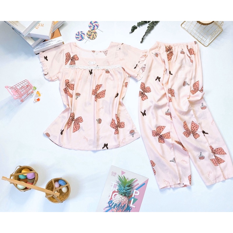 Đồ bộ tole - Đồ bộ lanh quần dài 9 tấc tay ngắn bèo