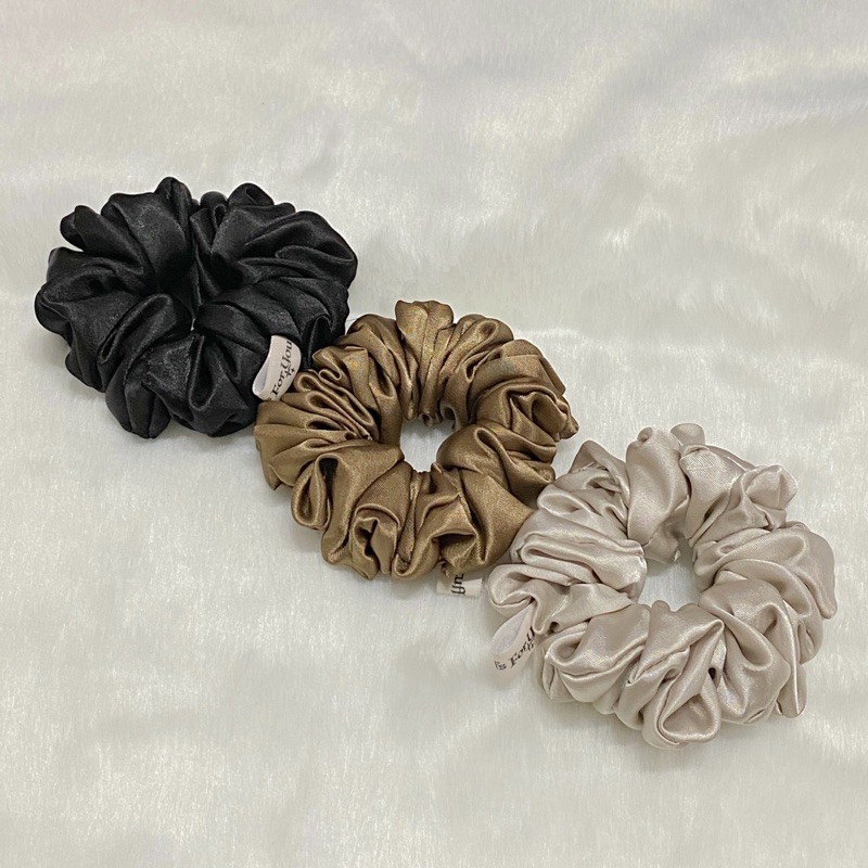 Đồ buộc tóc scrunchies lụa tone màu trầm