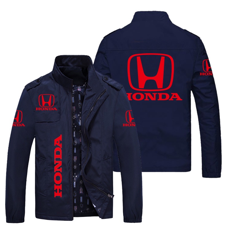 Áo Khoác Thể Thao Dáng Rộng Phối Khóa Kéo In LOGO Xe Hơi Honda Kiểu Âu Mỹ Cá Tính Cho Nam