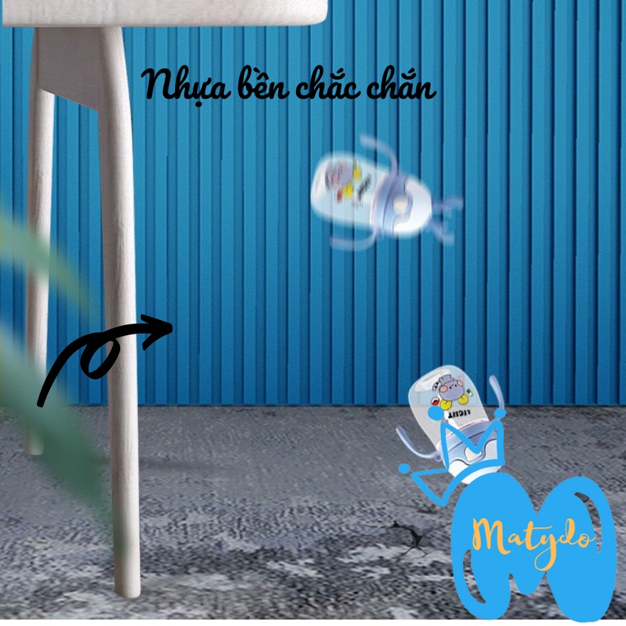 Bình nước cho bé hươu 370ml có quai đeo nắp bật ống hút mềm mại cao cấp chống sặc an toàn cho trẻ BN61
