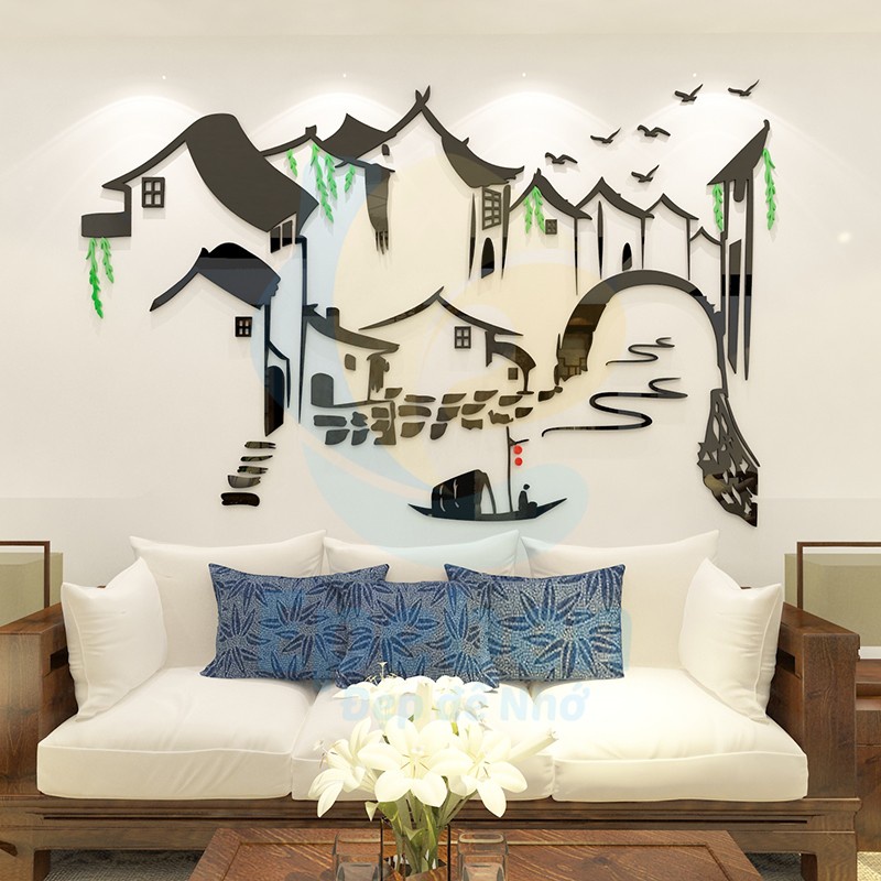 Tranh dán tường mica 3d decor khổ lớn tranh mặc thủy mica 3d trang trí quán ăn, nhà hàng, nail Nhiều Size - EPeBen