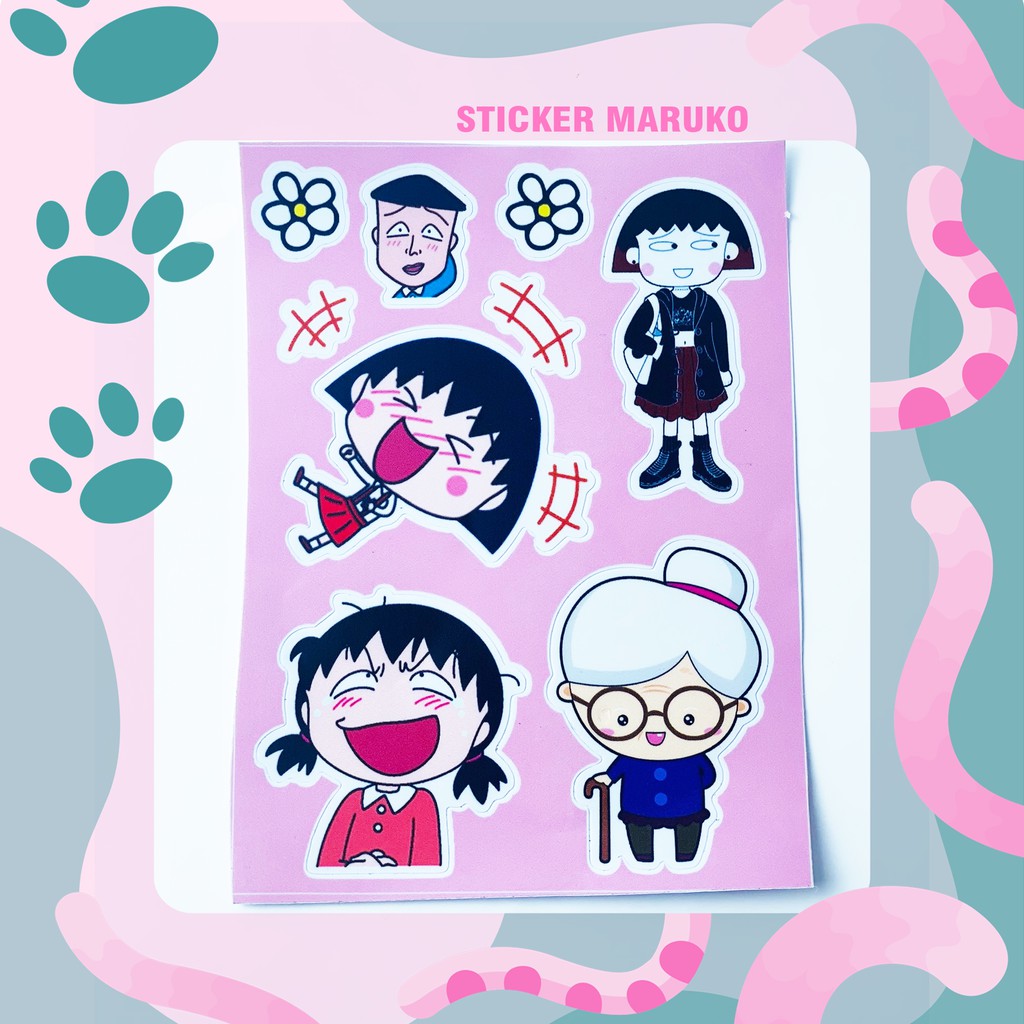 Sticker Maruko Đáng Yêu Chất Liệu Chống Nước | STK111 | Hình Dán Sticker Dán Điện Thoại Laptop Điện Thoại Sổ Vở