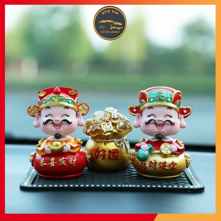 Set ông thần tài 4 món như hình trang trí taplo xe hơi đem lại may mắn, tài lộc