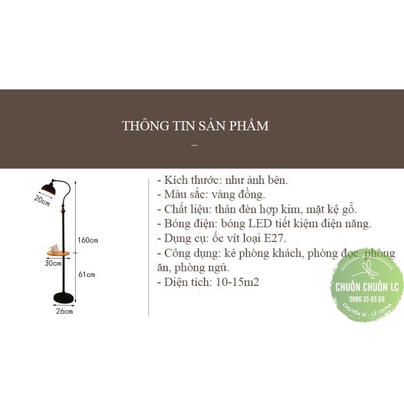 ĐÈN CÂY ĐỨNG TRANG TRÍ CÓ BÀN TRÀ PHONG CÁCH CỔ ĐIỂN mã DC-07