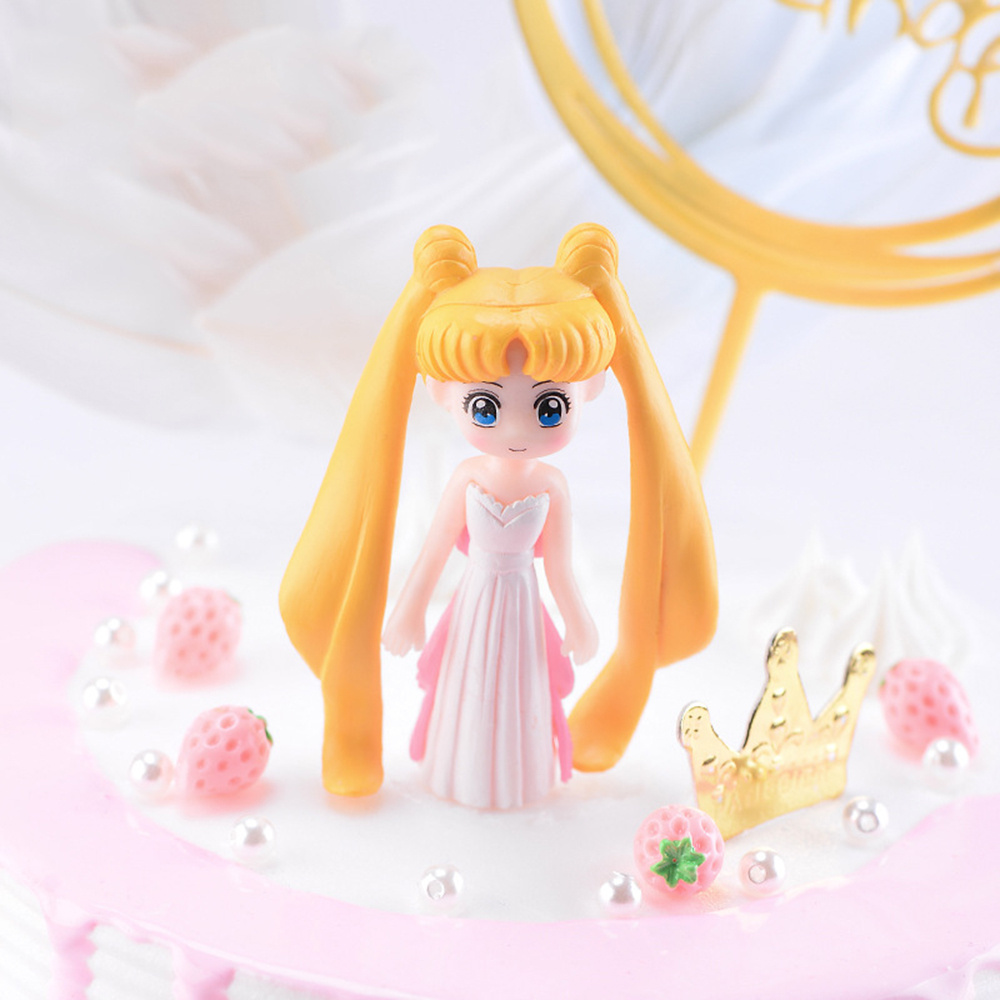 LILYES Kids Gifts Cake Decoration Long Hair Ornament Beauty Figurine Anime Home Decor Cartoon Doll Garden Miniatures