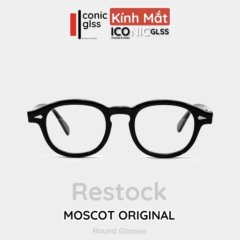 Gọng kính tròn MOSCOT phong cách cổ điển với chất liệu acetate cao cấp lens giả cận chống tia UV400
