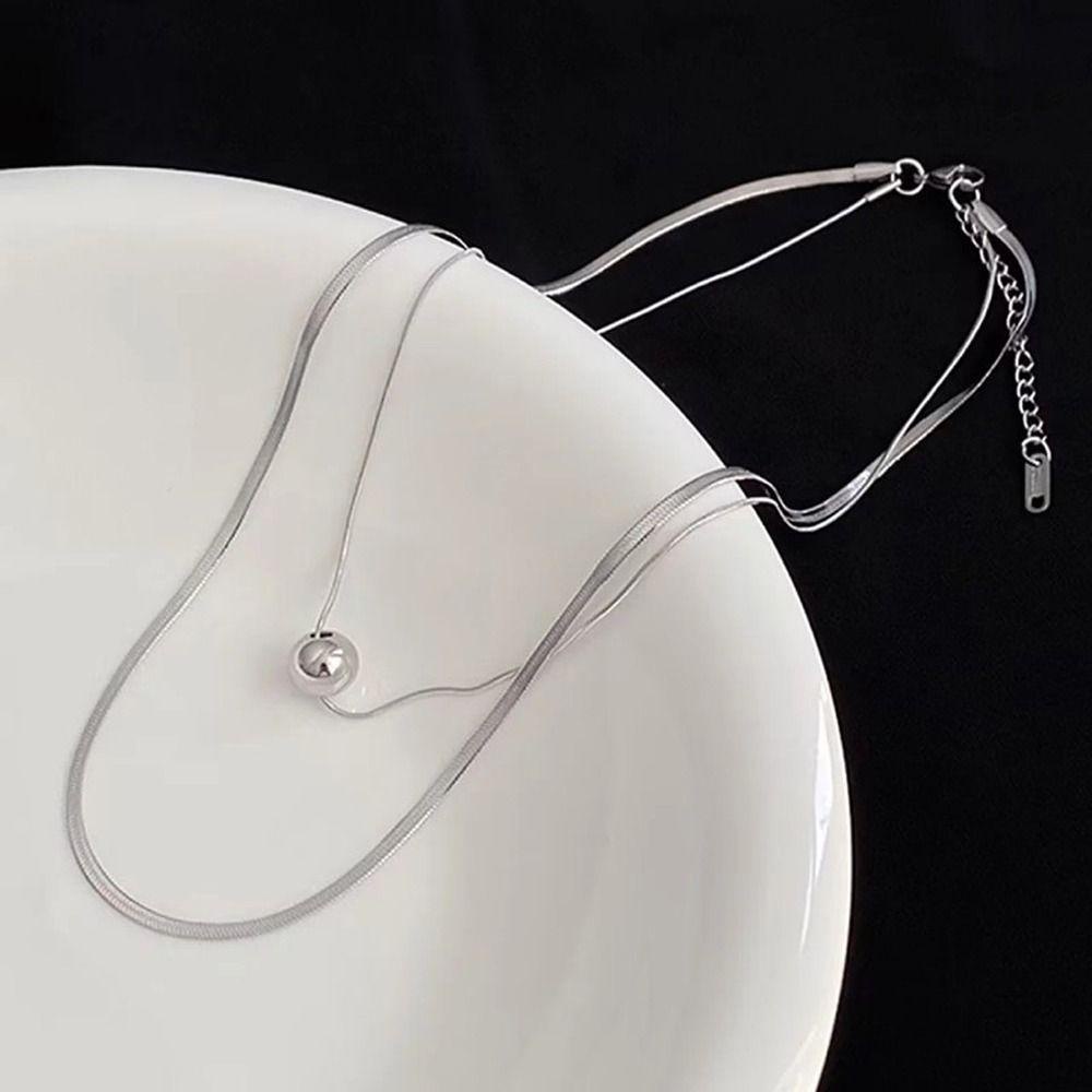 MXGOODS Vòng cổ Hai Lớp Bằng Thép Titan Phong Cách Hàn Quốc Cá Tính