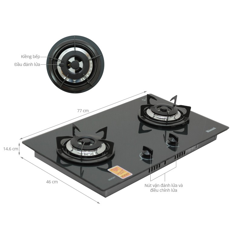 Bếp gas âm Rinnai RVB-2G-SCH(BK) sản xuất tại Việt Nam