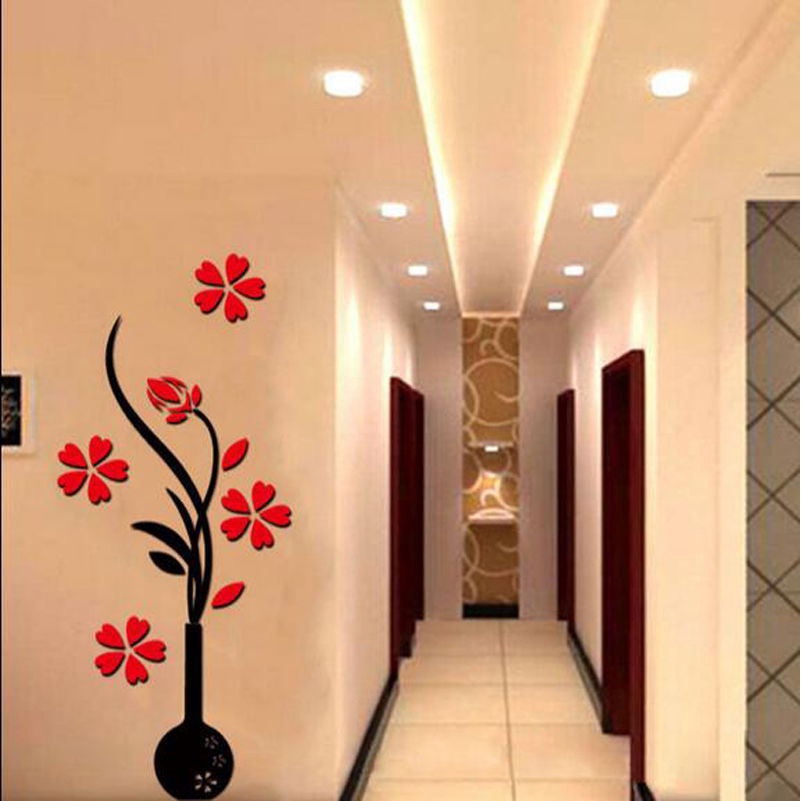 Miếng Dán Tường Trang Trí Giáng Sinh Hình Lọ Hoa Mận 4D Sáng Tạo Chất Lượng Cao