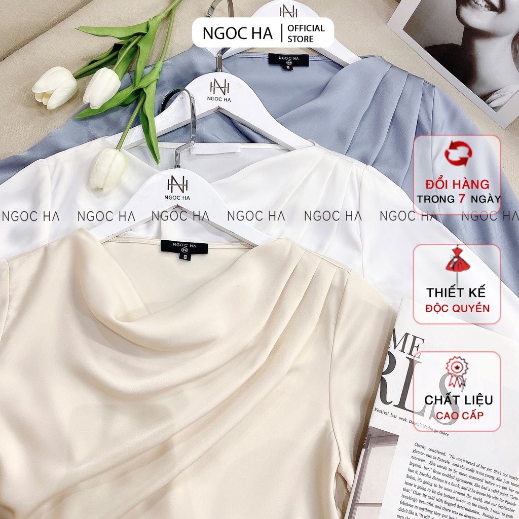 Áo Sơ Mi Nữ Dài Tay, Chất Liệu Lụa Cao Cấp, Kiểu Dáng Thời Thượng NGỌC HÀ L-A009