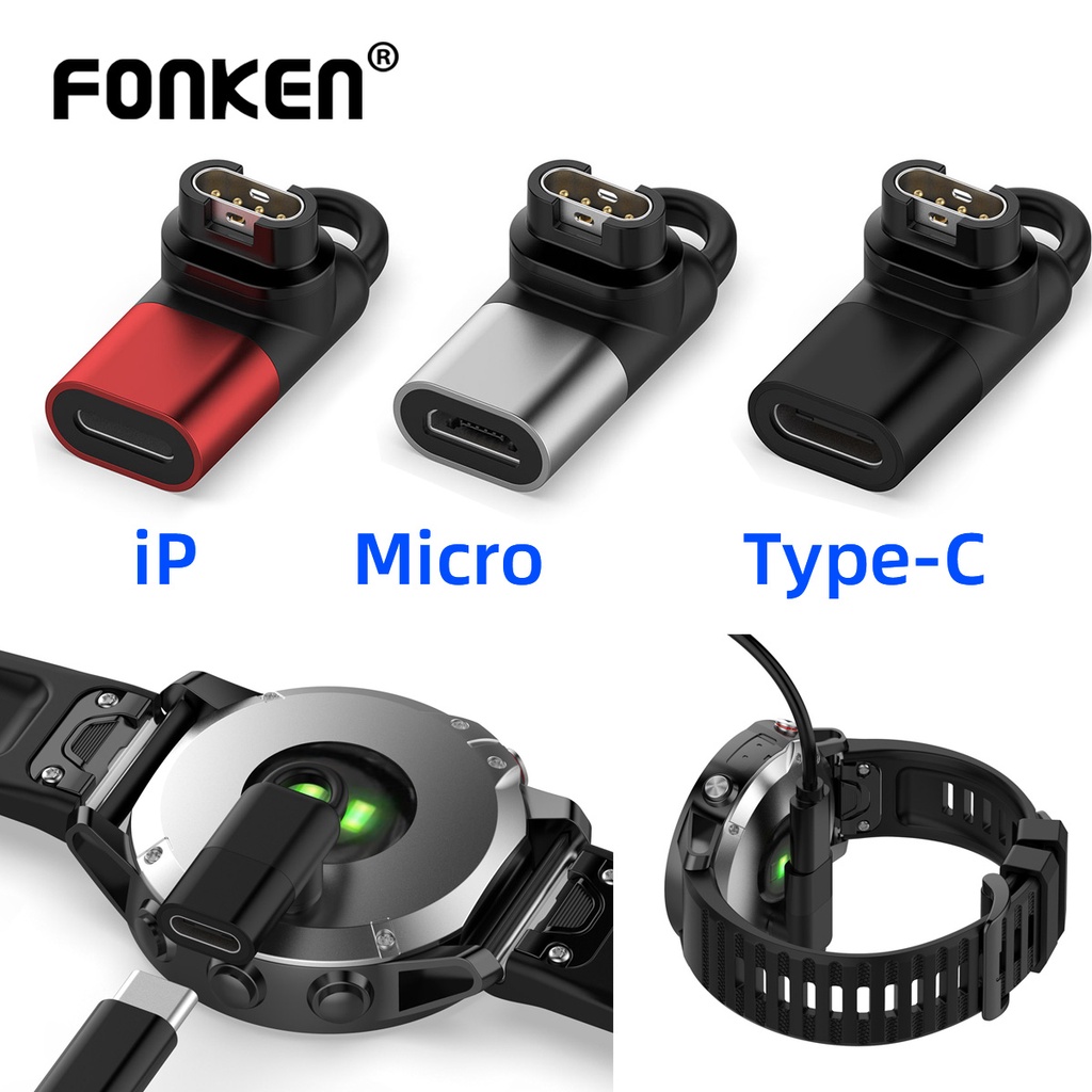 Cáp sạc chuyển đổi Fonken type c / micro / ios sang 4 pin cho đồng hồ Garmin Fenix 7 / 6 / 5