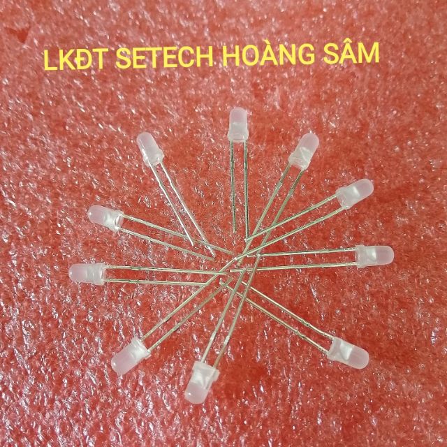 10 con LED  F3  phi 3mm vỏ đục, vỏ trong màu vàng, xanh lá,đỏ,xanh dương