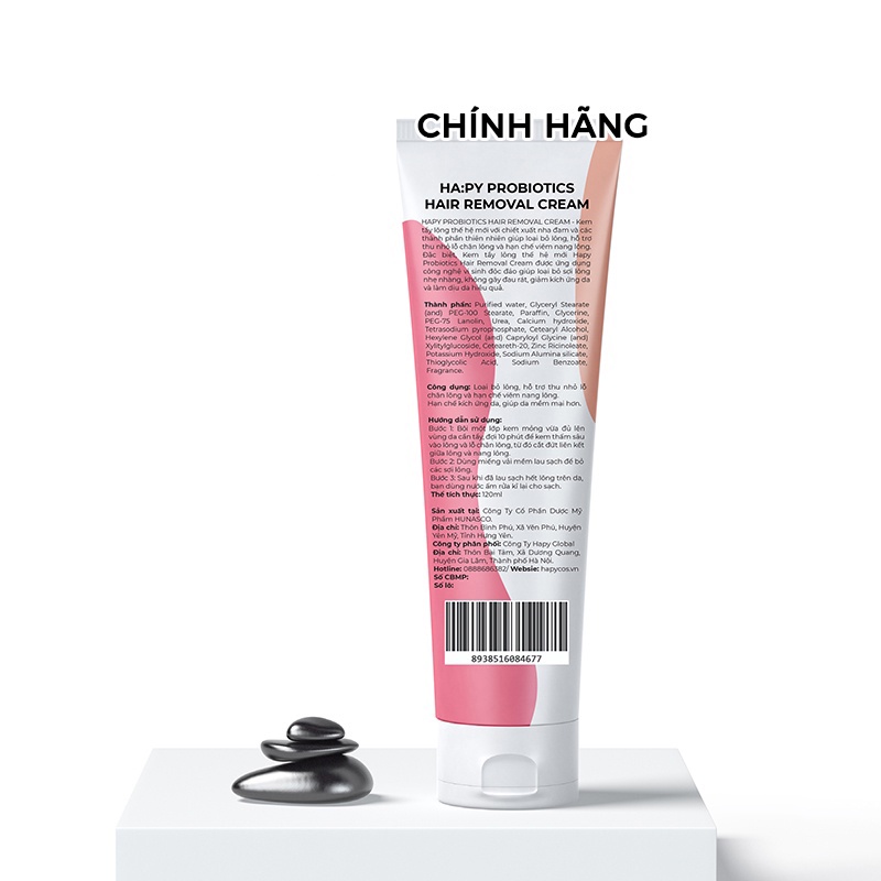 Kem tẩy lông công nghệ vi sinh HAPY PROBIOTICS HAIR REMOVAL CREAM 120ml bibi90
