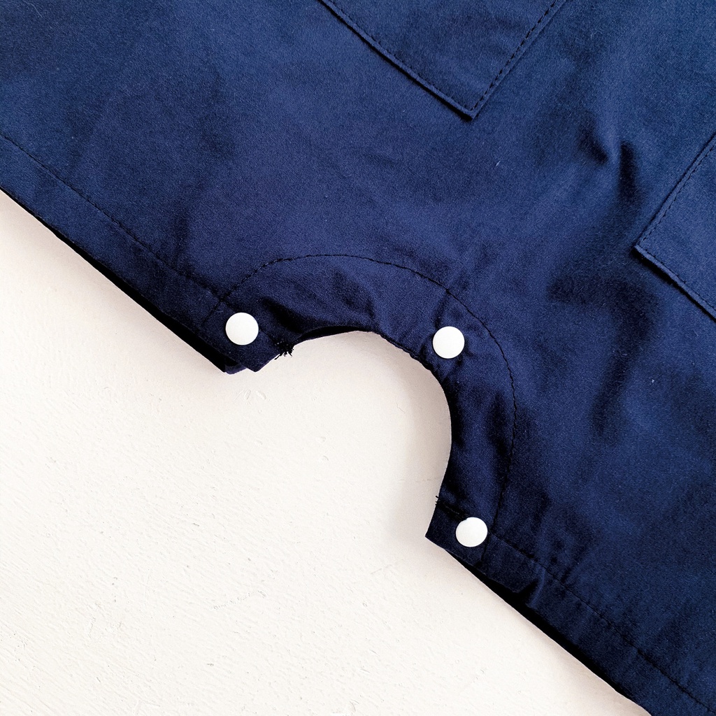 Bộ Áo Liền Quần Màu Xanh Navy Dễ Thương Thời Trang Mùa Hè Cho Bé Trai Sơ Sinh