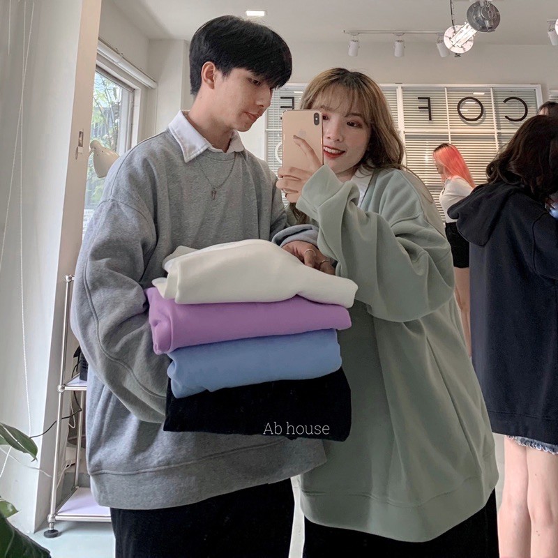 Áo Sweater Nỉ Bông Trơn Form Rộng Unisex (Ảnh Thật/Có sẵn) | BigBuy360 - bigbuy360.vn