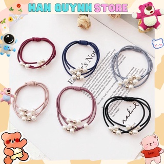 Dây buộc tóc hạt châu - nhiều màu .